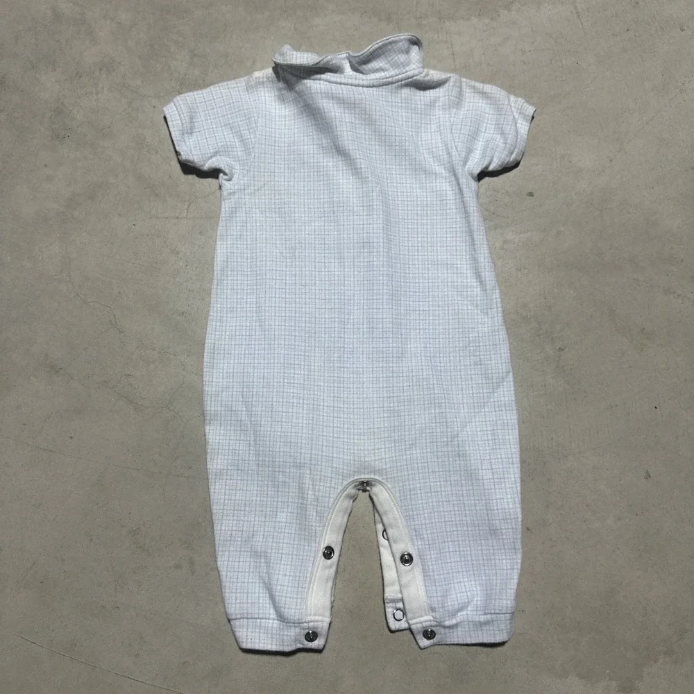 Vintage Y2K Winnie the Pooh Baby One-Piece Romper 3-6 Months Cotton Blue Hong